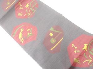 アンティーク　花鳥模様織出し袋帯（材料）